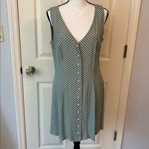 Betsey Johnson Vintage 90s Flirty Full Skirt Polka Dot Pearl Button Dress size L